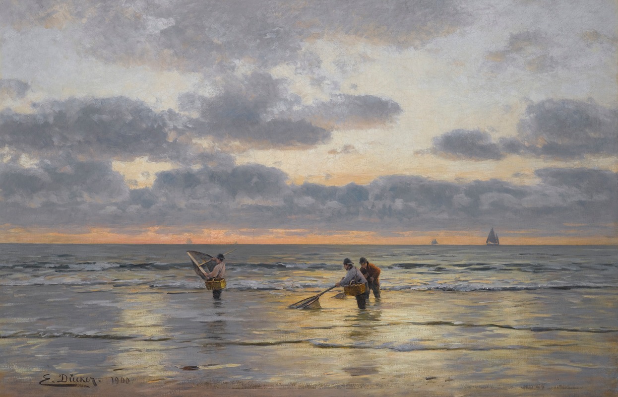Eugen Gustav Dukker - Fishing At Dawn