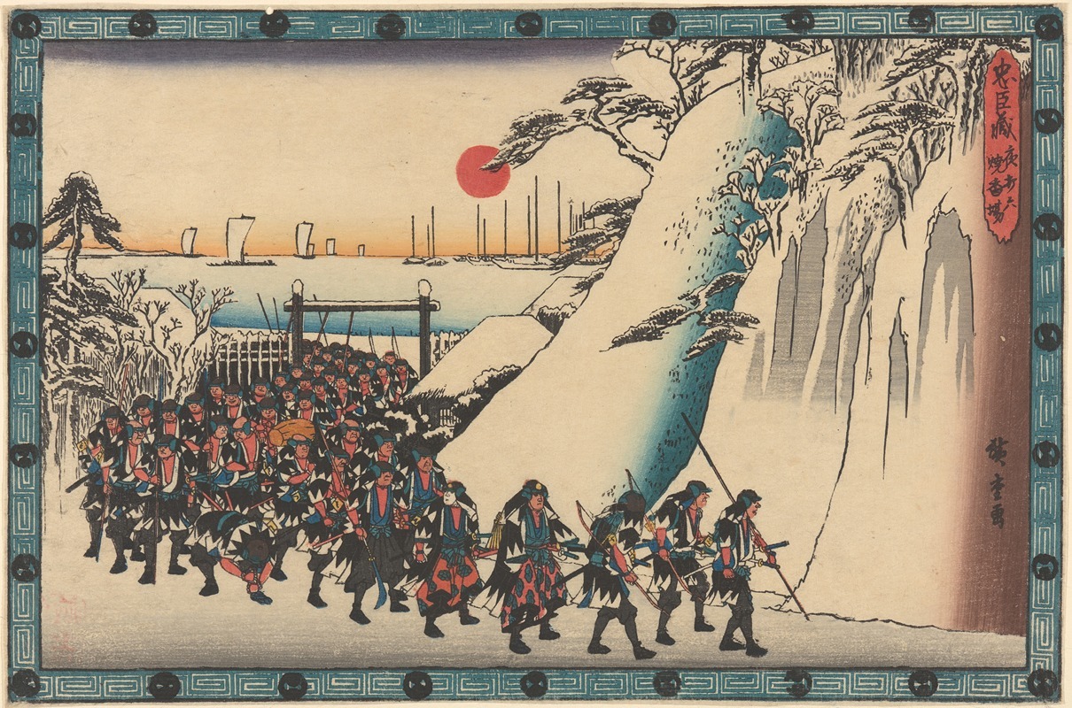 Andō Hiroshige - Army Rounding Hill in Snow