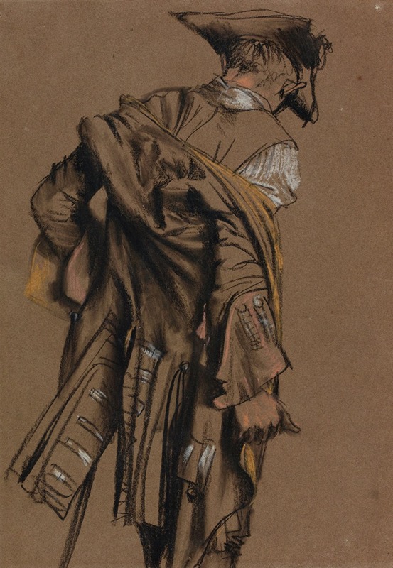 Adolph von Menzel - Artist’s Model, Seen in Back View, Putting on an Eighteenth-Century Uniform