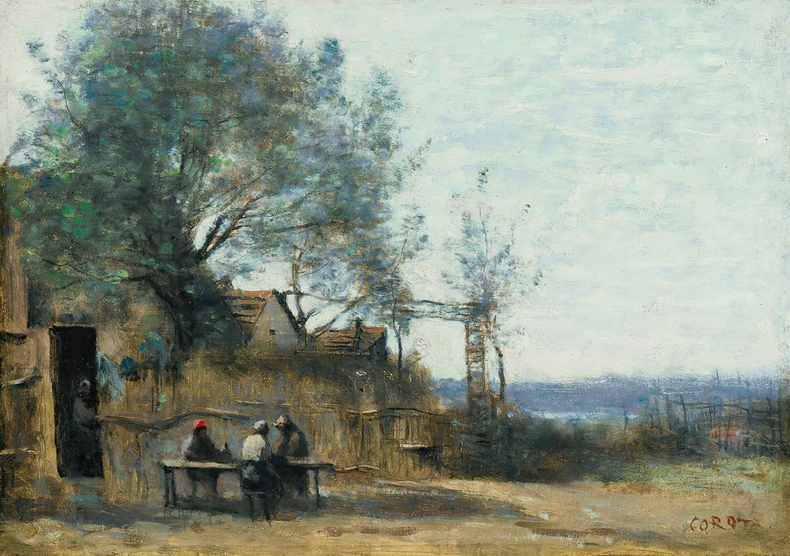 Jean-Baptiste-Camille Corot - Paysans Attablés À La Porte D’un Cabaret