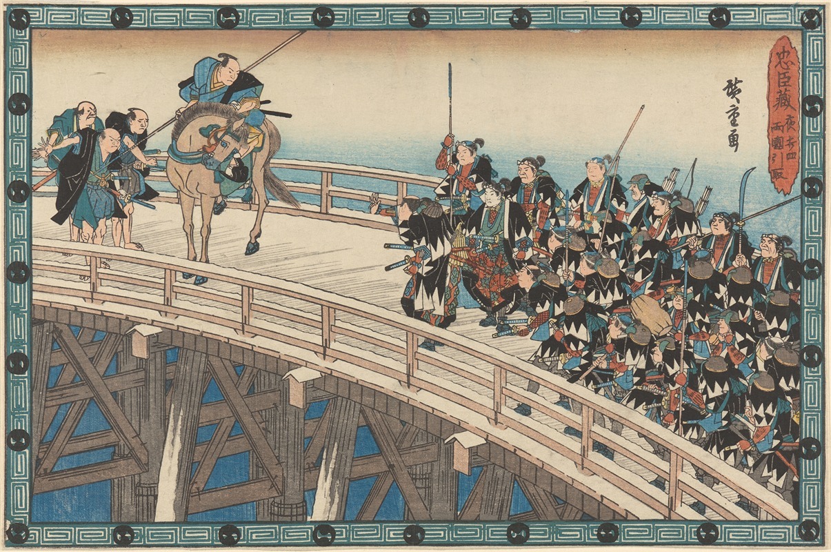 Andō Hiroshige - Gathering on the Bridge