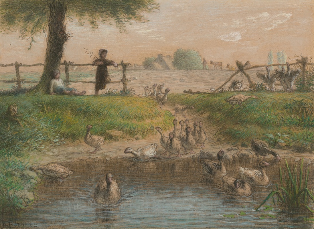 Jean-François Millet - Peasant Children at Goose Pond