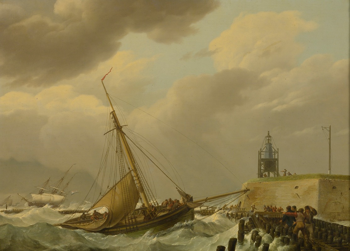 Johannes Hermanus Koekkoek - Ship In Stormy Seas
