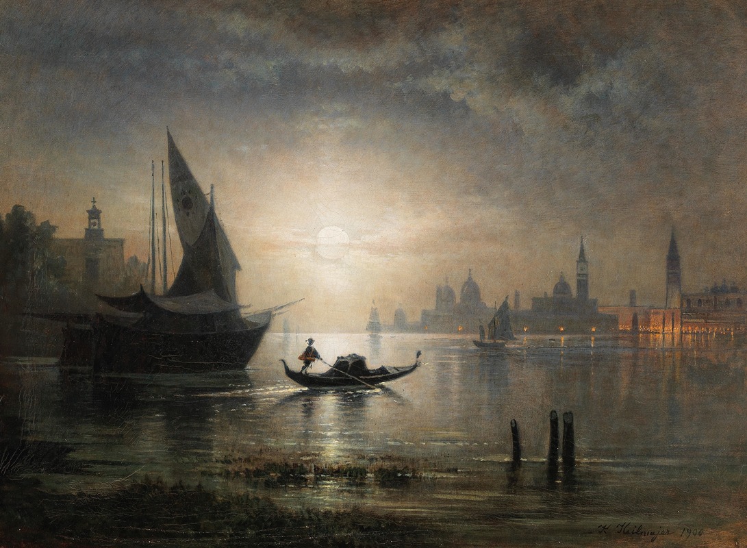 Karl Heilmayer - Venedig, Eine Mondnacht im Bacino