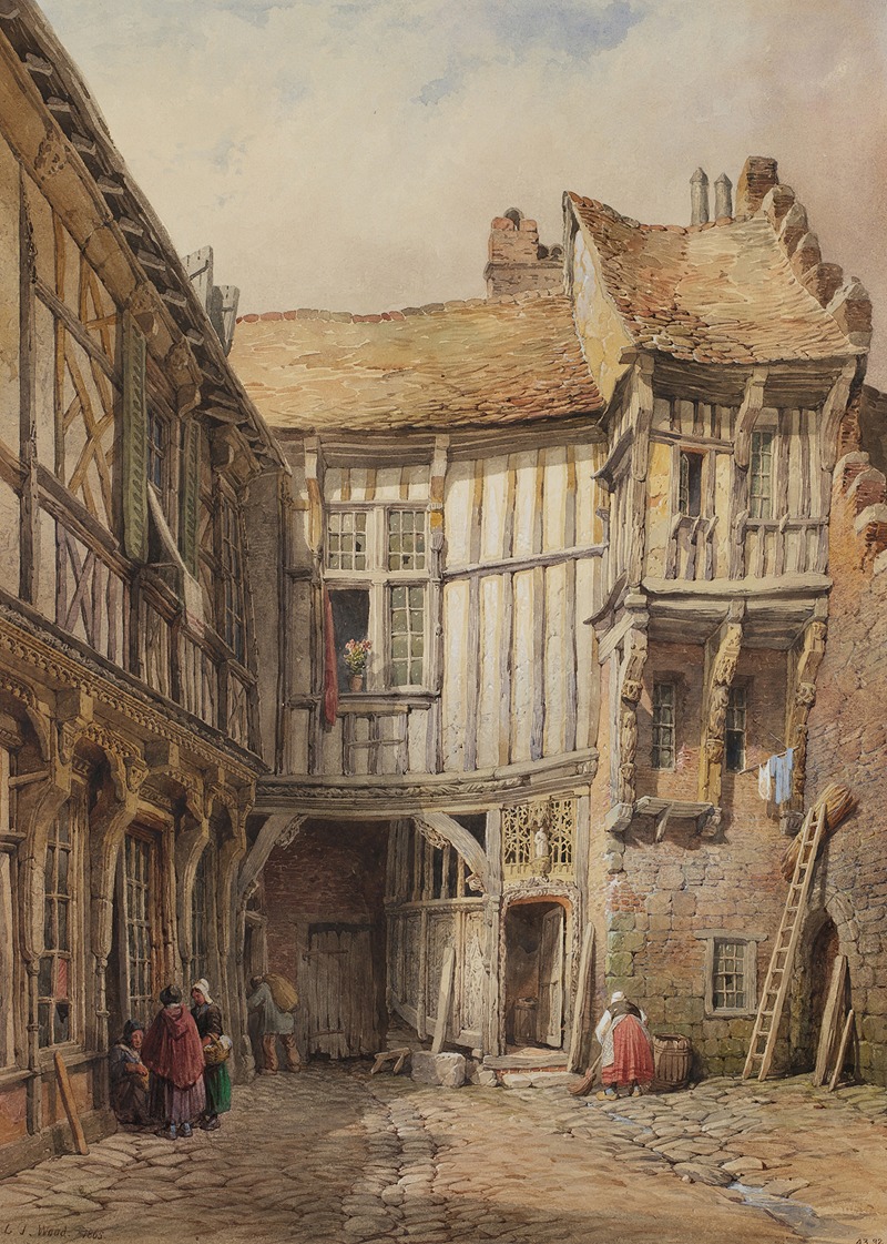 Lewis John Wood - Courtyard of House at no. 29, Rue de la Tannerie, Abbeville, Somme, France; said to be from the reign of François I