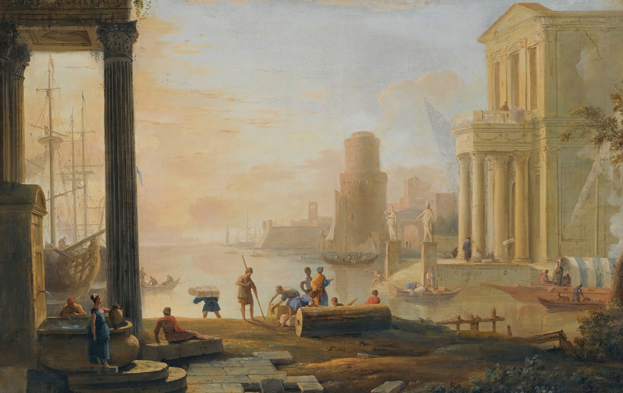 Marco Ricci - A Capriccio Of A Classical Seaport City At Sunset