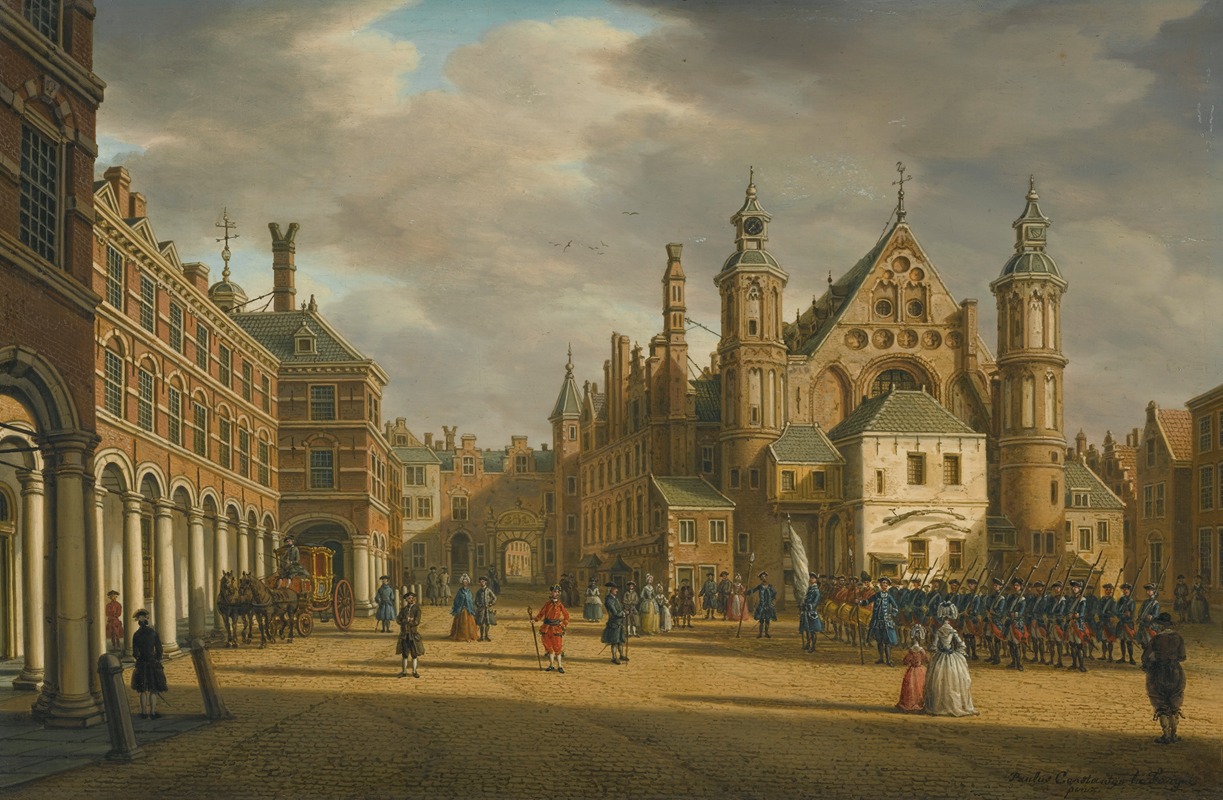 Paulus Constantijn la Fargue - The Hague, A View Of The Binnenhof Looking North With The Ridderzaal