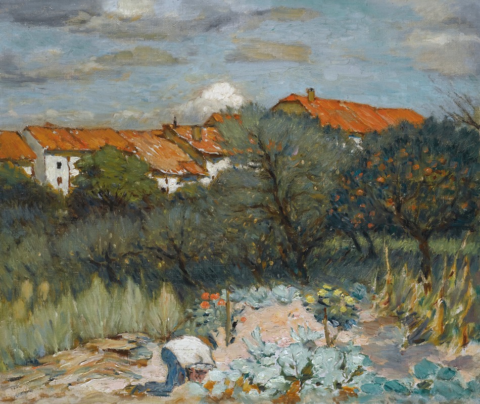 Peter Alexandrovitch Nilouss - Landscape With Red Roofs