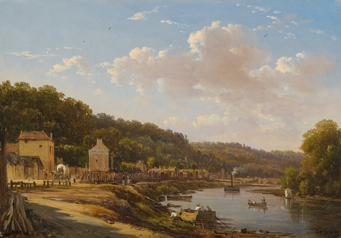 Victor de Grailly - A View Of The Seine And The Coteaux De Suresnes