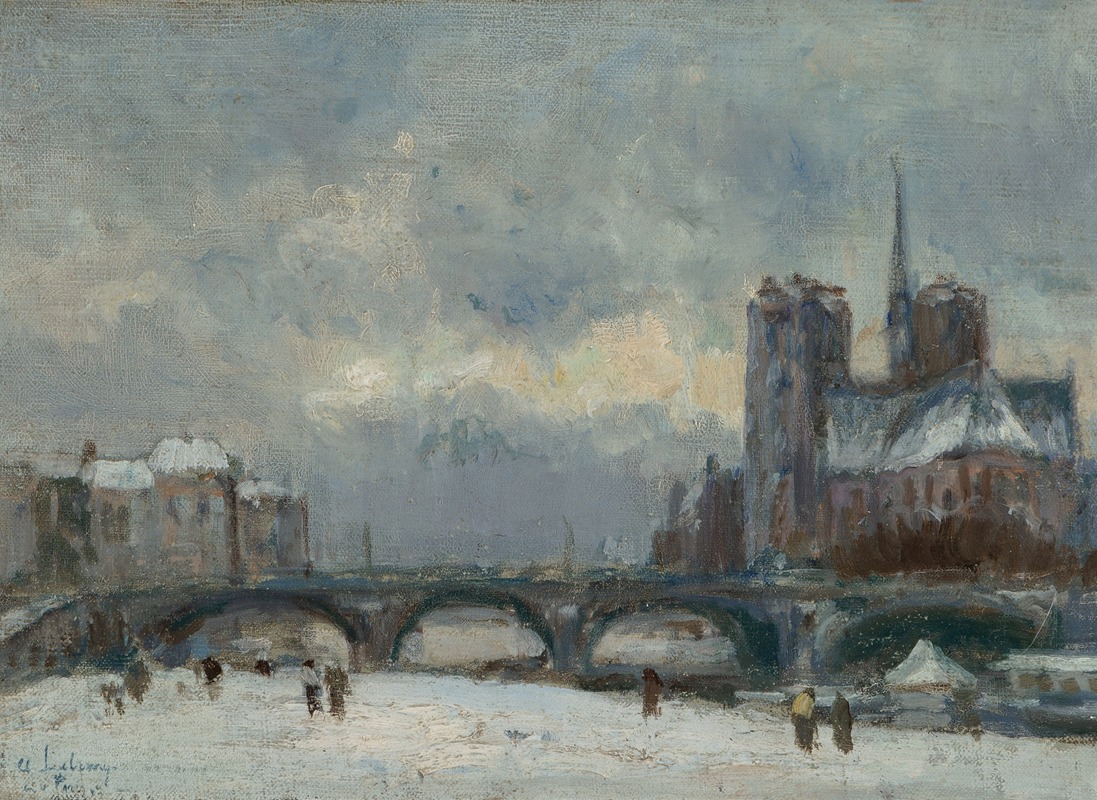Albert Lebourg - Paris, Notre-Dame, neige