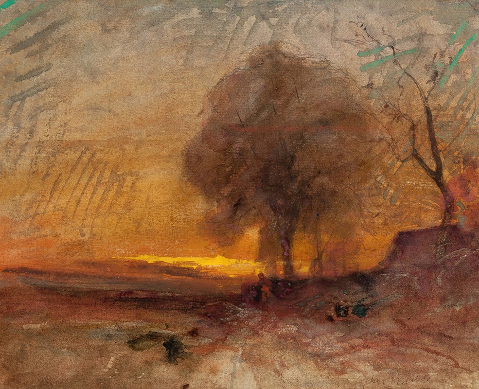 François-Auguste Ravier - Landscape at Dusk