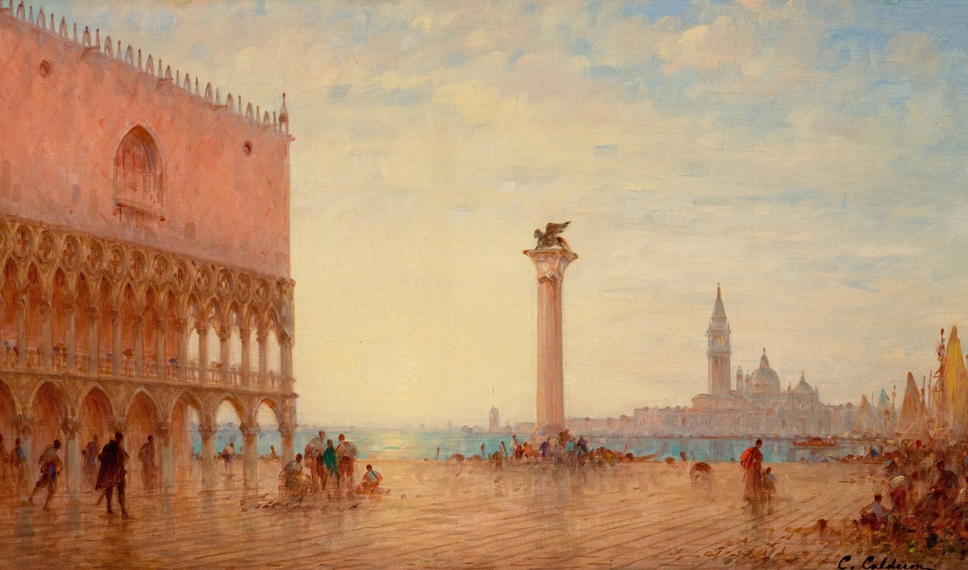 Charles Clement Calderon - View Of The Piazza San Marco, Venice