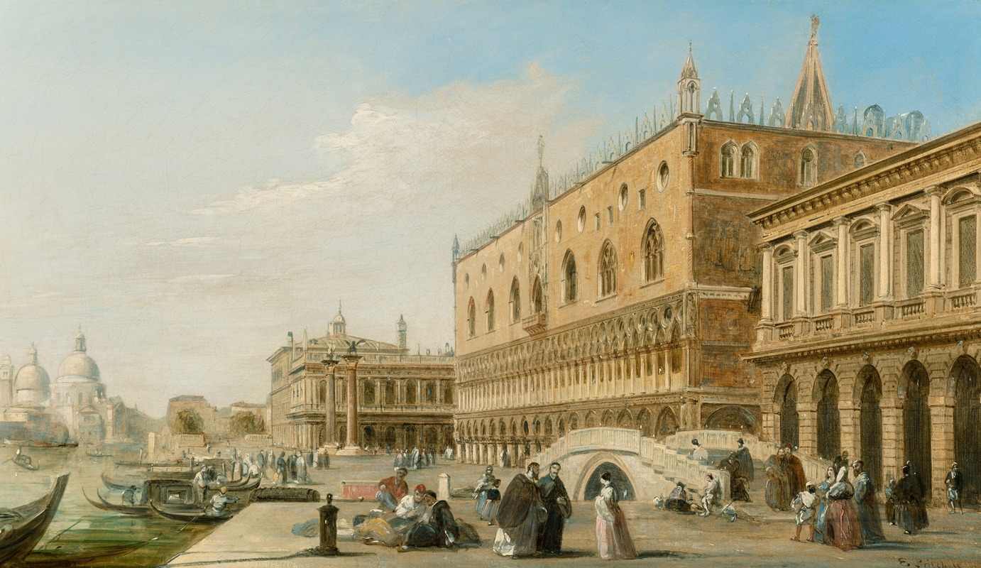 Edward Pritchett - The Doge’s Palace, the Piazzetta and the Biblioteca, with Sta Maria della Salute beyond, Venice