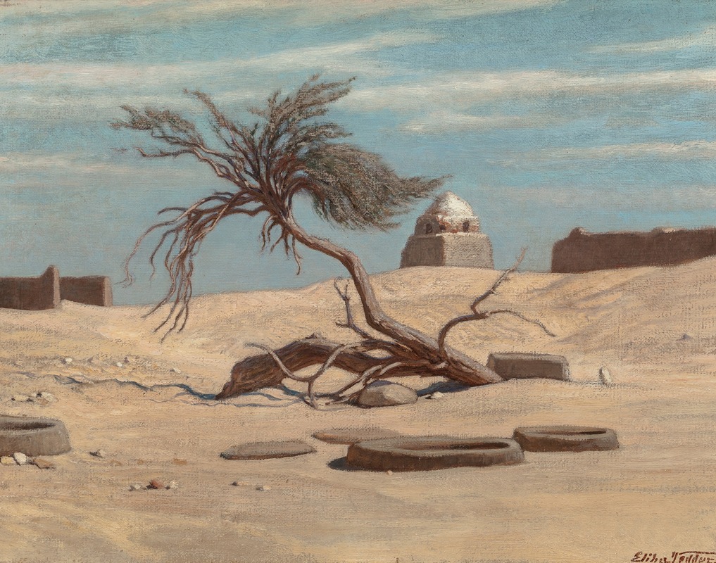Elihu Vedder - Tree and Graves on the Way to Tel El Armano, Egypt