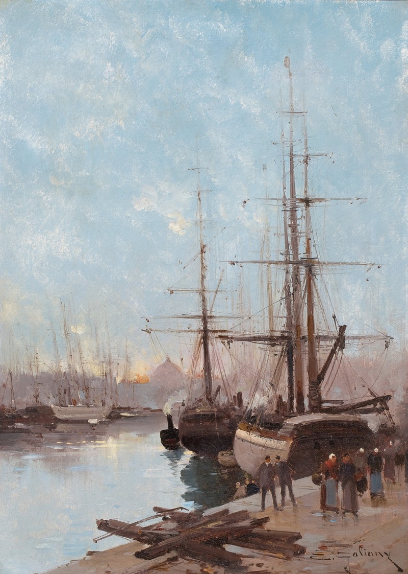 Eugène Galien-Laloue - Harbor Scene