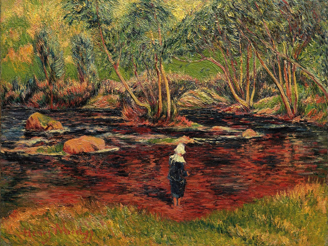 Henry Moret - Bretonne de Pont-Aven, les pieds dans la rivière