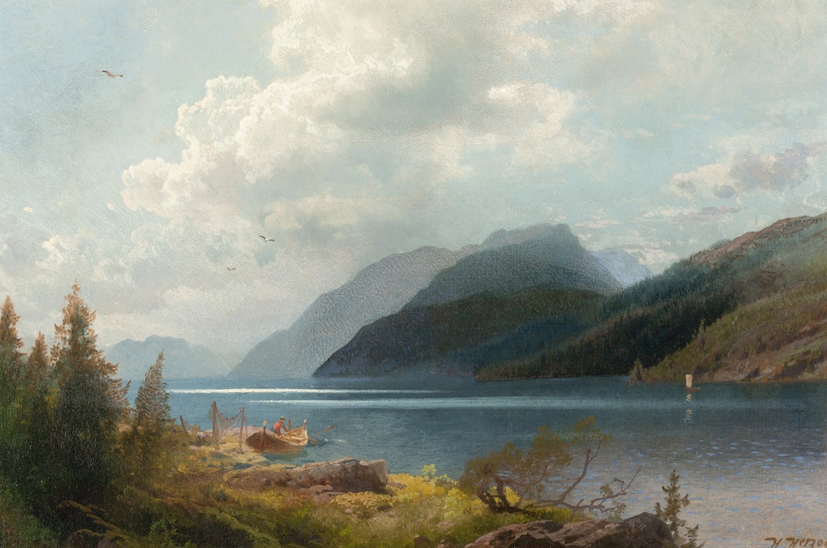 Hermann Ottomar Herzog - Mountain Lake, Sagne Fjord, Norway