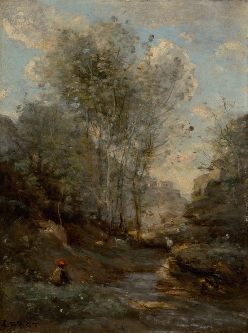 Jean-Baptiste-Camille Corot - Le Vallon des Chevres (Souvenir du Lac de Garde)