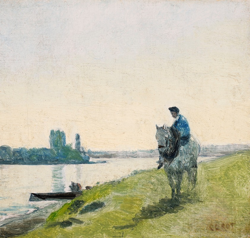Jean-Baptiste-Camille Corot - Haleur de bateau sur son cheval
