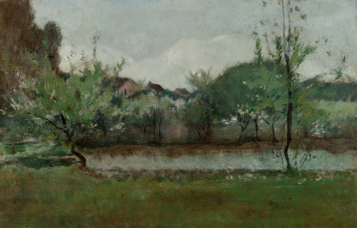 John Henry Twachtman - Landscape with Cottages