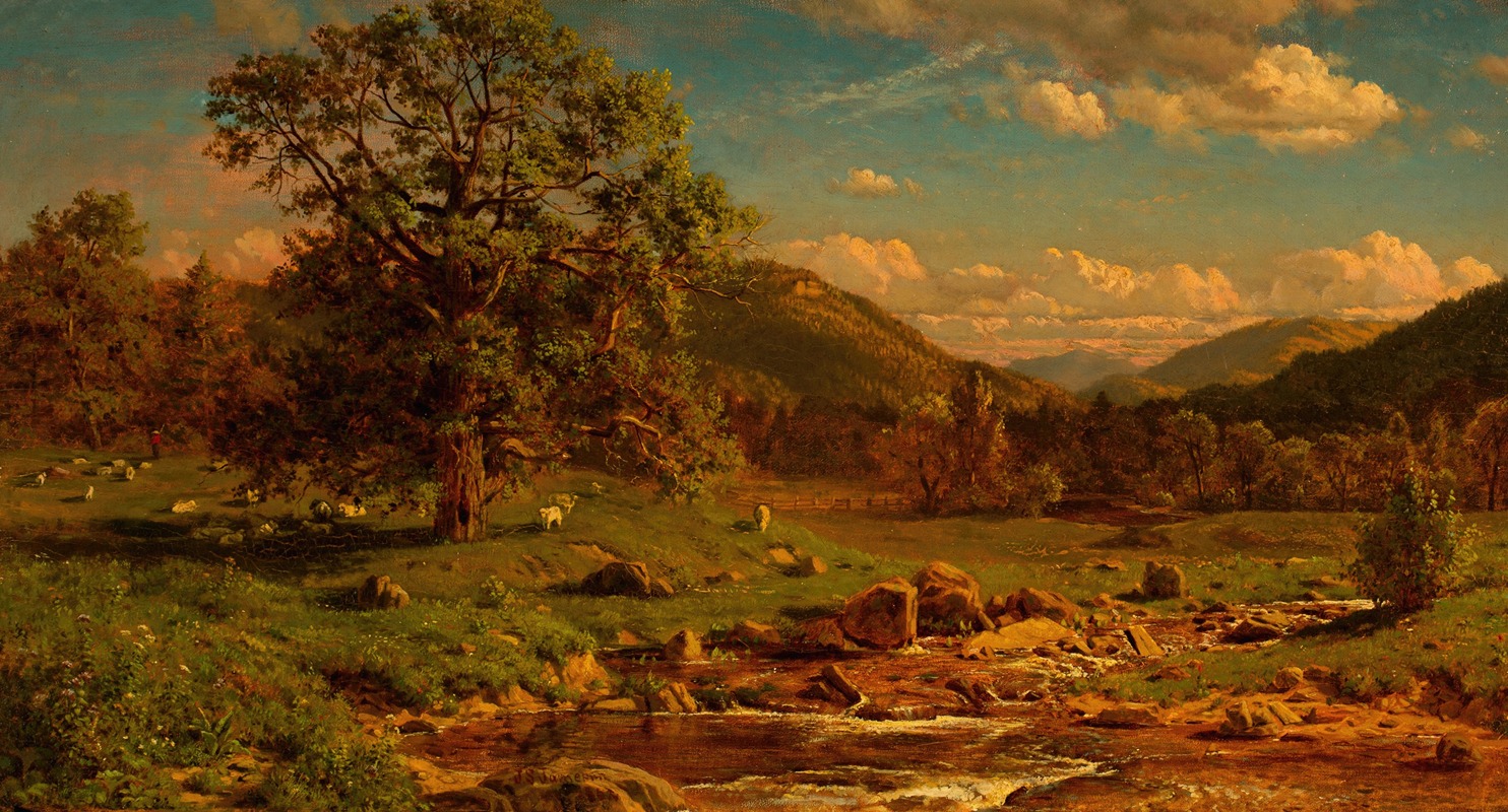 John S. Jameson - Grazing Sheep at Headwaters of a Stream