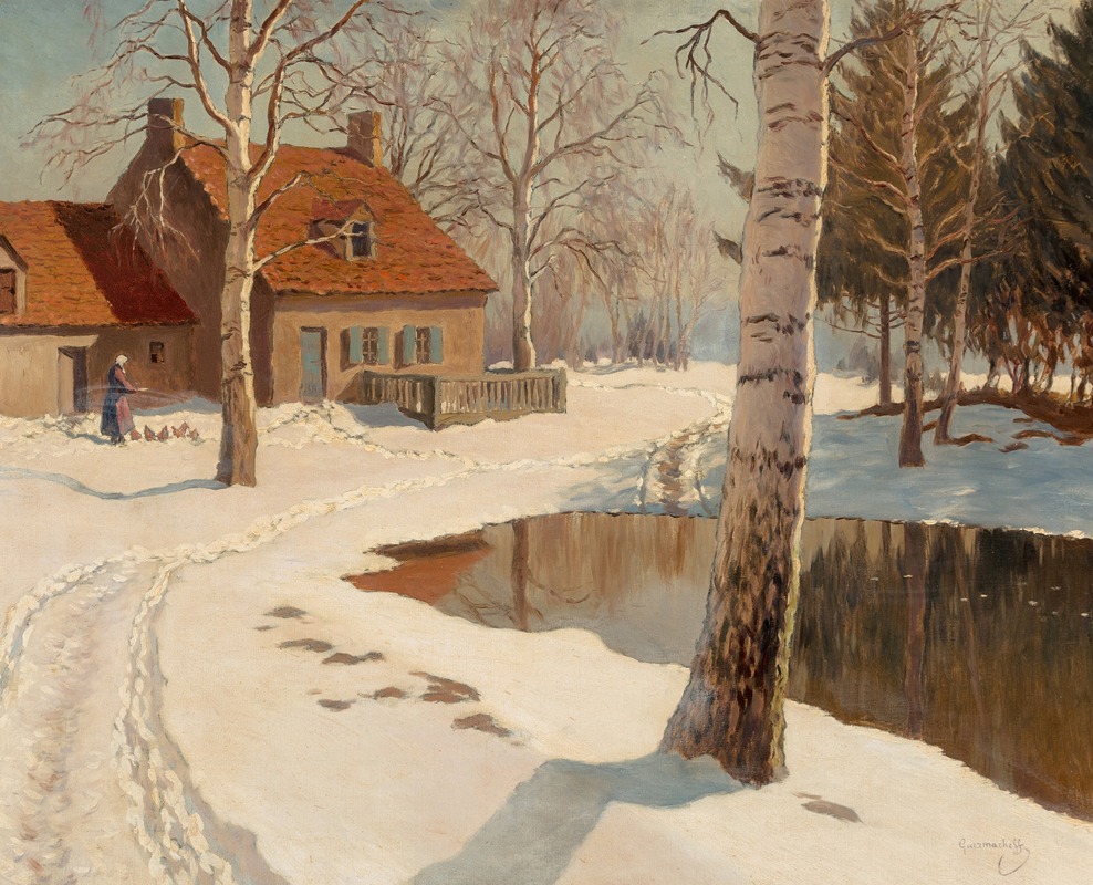 Michel Markinovitch Guermacheff - A cottage in the snow