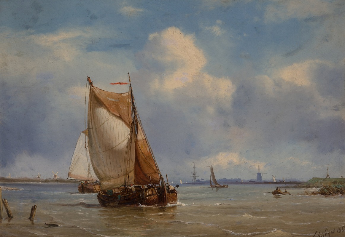 Petrus Paulus Schiedges - Shipping in a light breeze