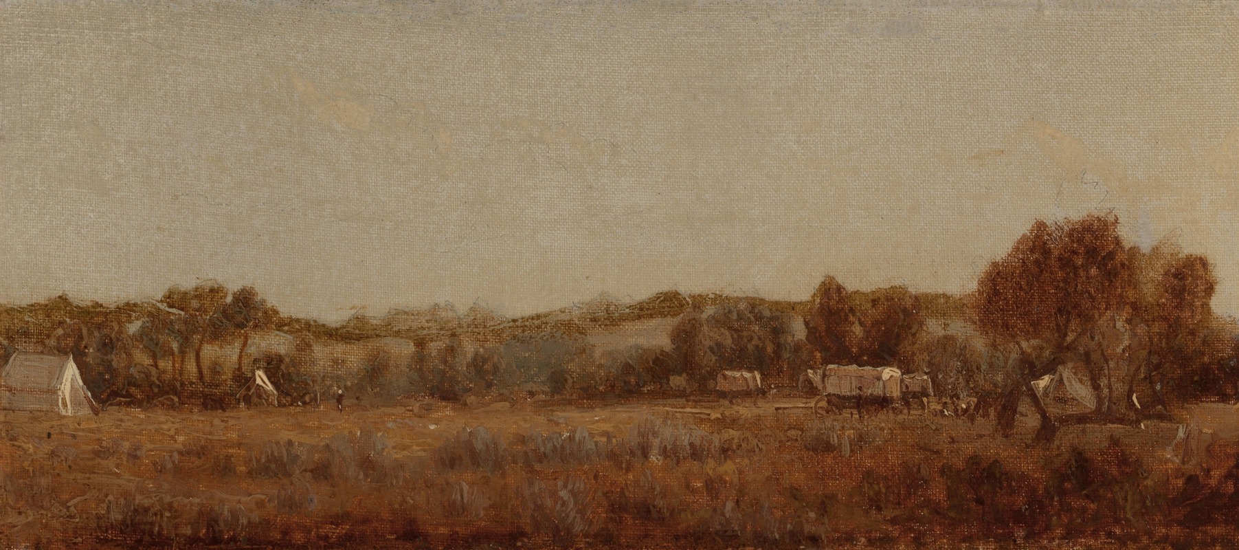 Sanford Robinson Gifford - A Sketch at the Camp on the La Bonté, Wyoming Territory