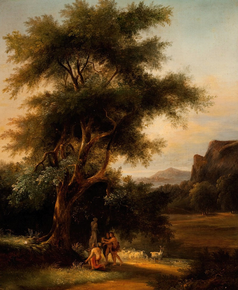 School Of Claude Lorrain - Shepherds at the Shrine of Artemis