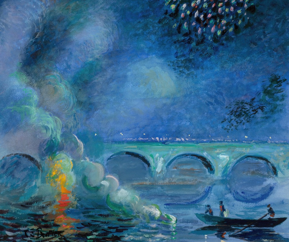Theodore Earl Butler - Fireworks; Bridge at Vernon, France