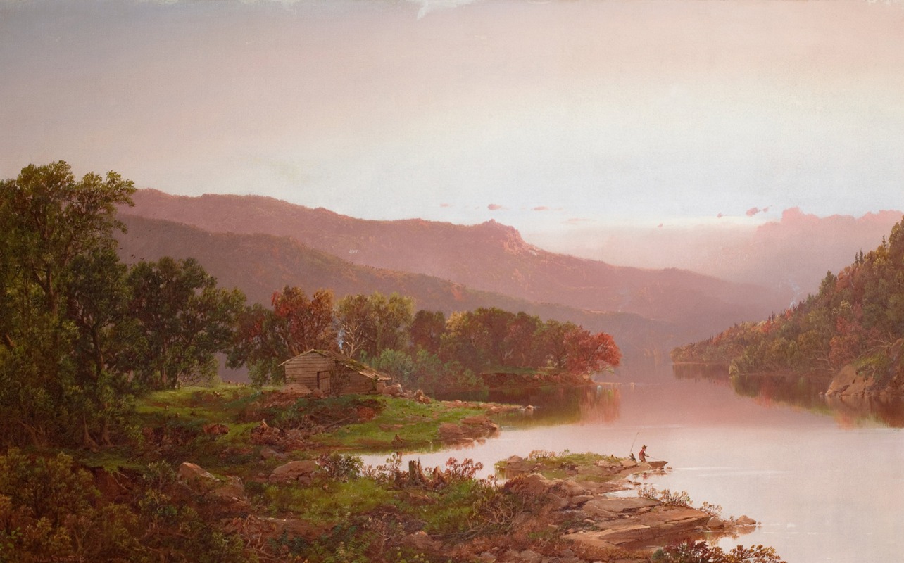 William Louis Sonntag - Fishing in the Cove (Fall in the Adirondacks)