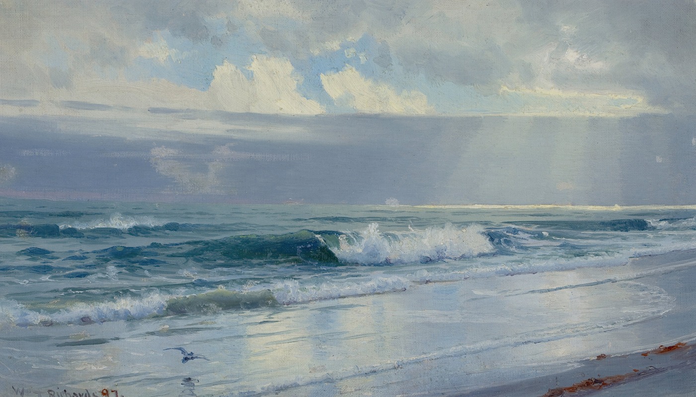 William Trost Richards - Crashing Waves Along the Seashore (Off the Coast, Rhode Island)