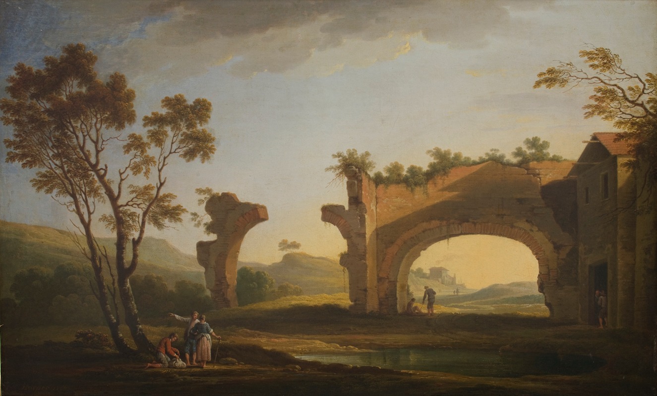 Adolf Fryderyk Harper - Landscape with Ruins of the Aqueduct