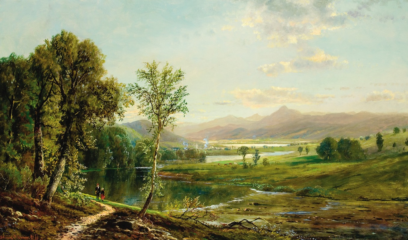 Edmund Darch Lewis - Figures Walking Along the River