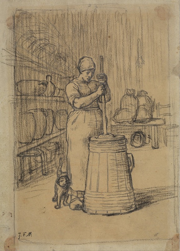 Jean-François Millet - Study for Woman Churning Butter
