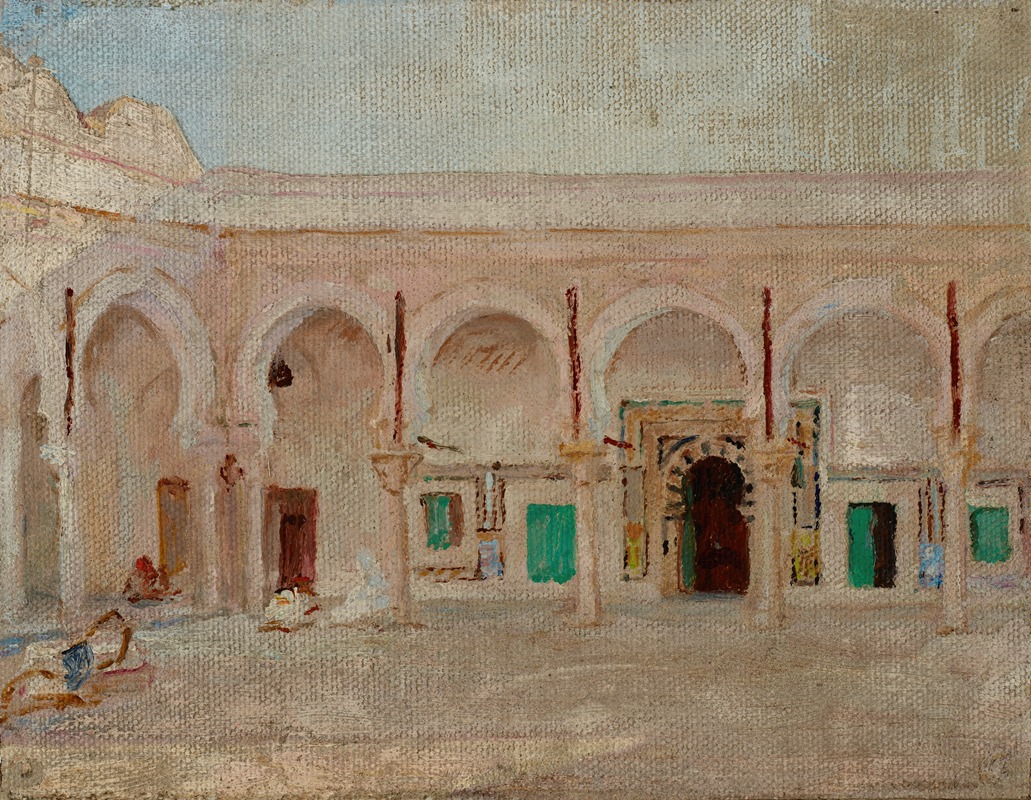 Jan Ciągliński - Kairouan (Courtyard in the Mosque of the Sword)