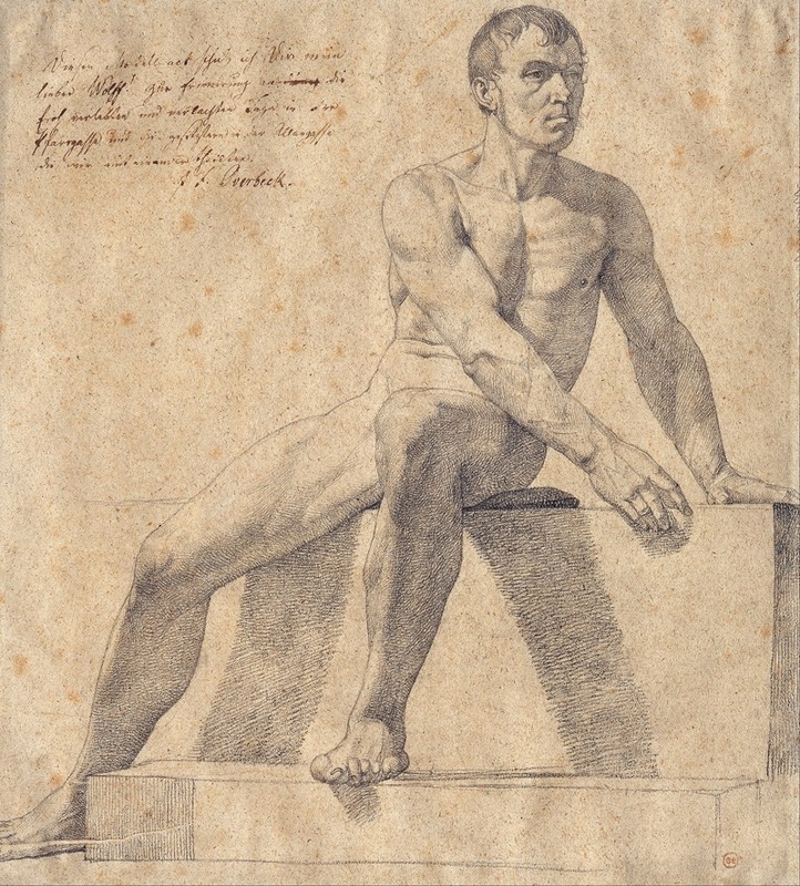 Johann Friedrich Overbeck - Male Nude Sitting on a Pedestal