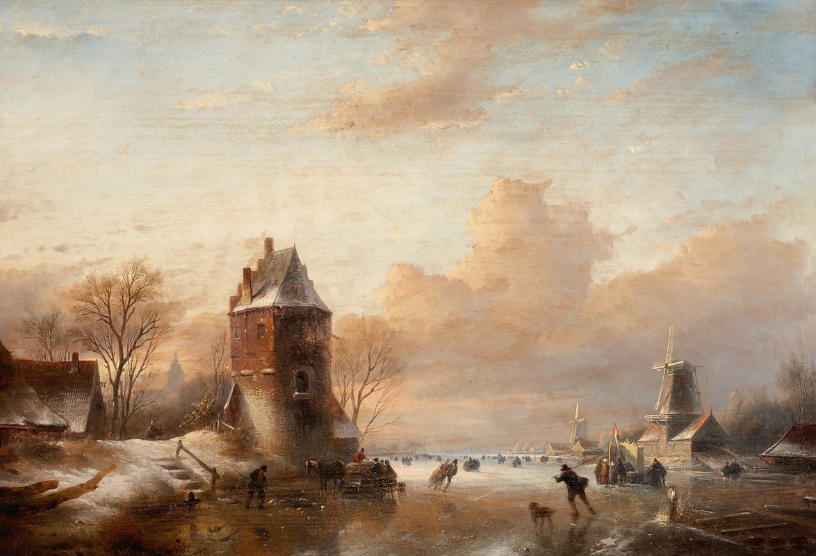 Jan Jacob Spohler - Winter Landscape with Windmills and Skaters