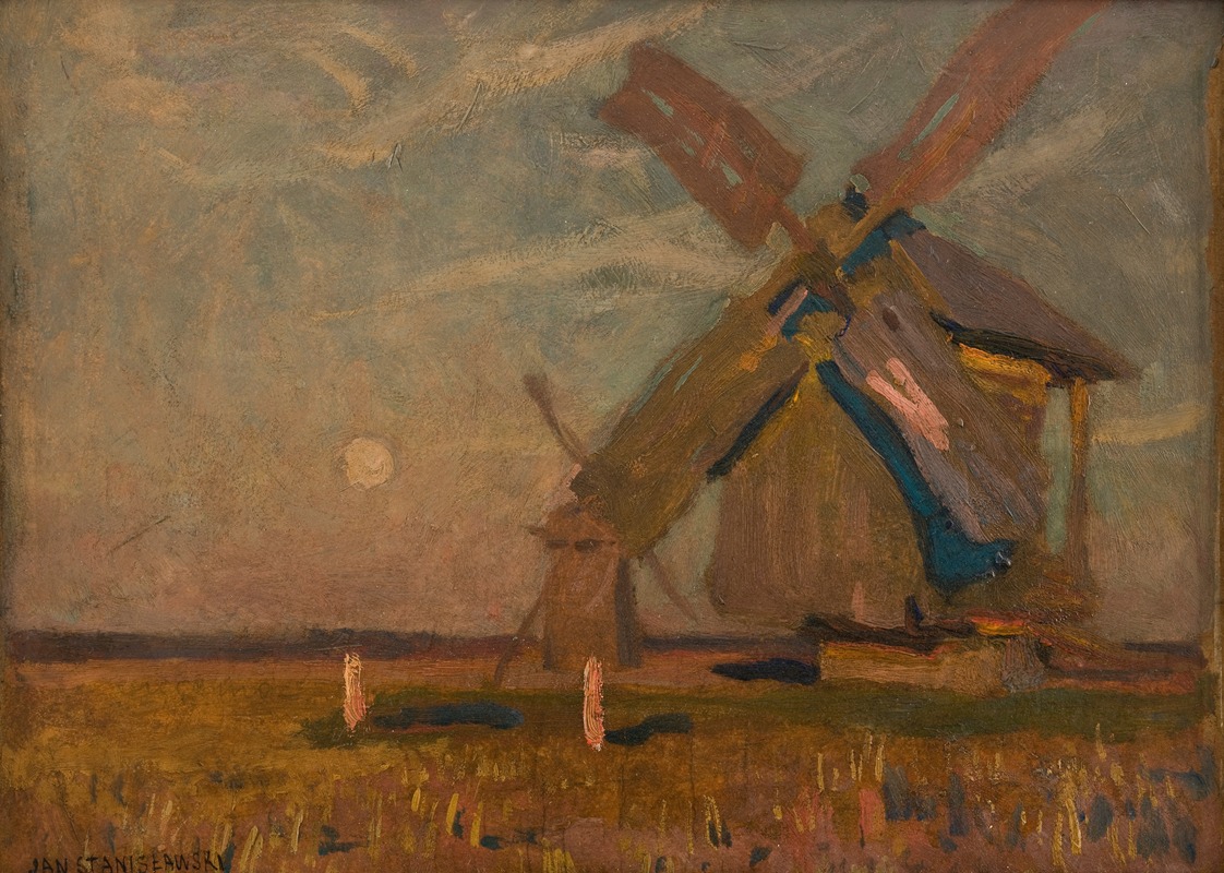 Jan Stanislawski - Landscape with Windmills