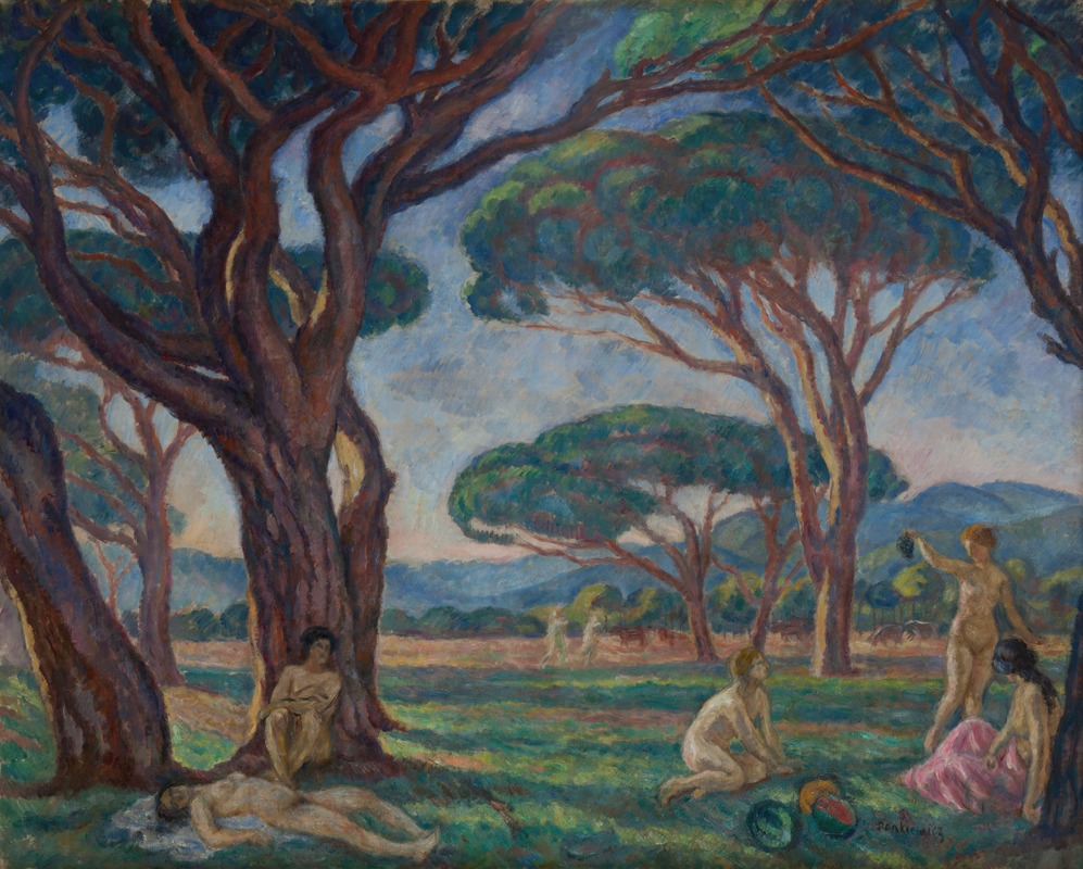 Józef Pankiewicz - Landscape from Provence with Idyllic Scenes