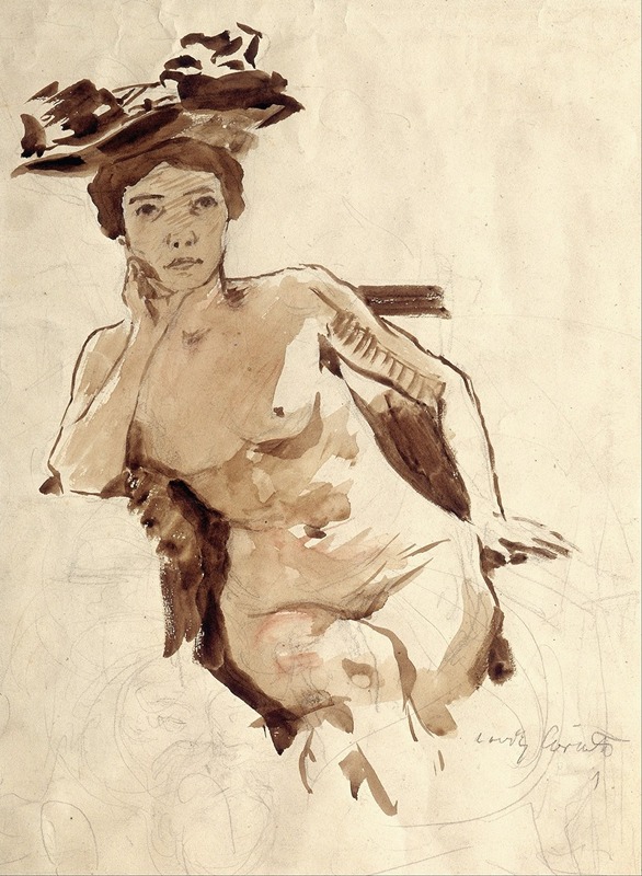 Lovis Corinth - Female Semi-Nude with Hat