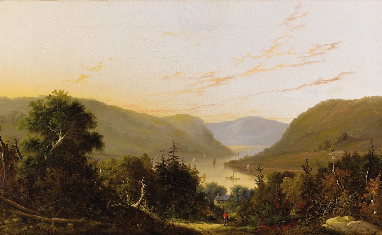 William Louis Sonntag - Hudson River Landscape with River Traffic