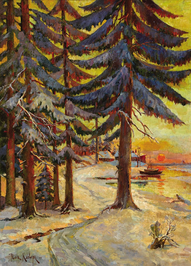 Julius Sergius Klever - Winter Evening on the Lake