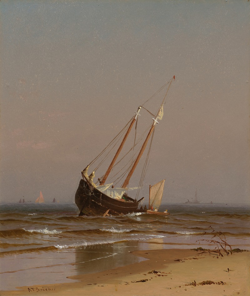 Alfred Thompson Bricher - Seascape, Beached Boat (Ashore on Salisbury Beach)