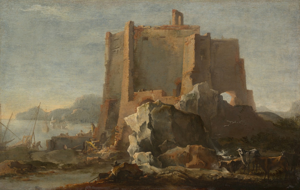 Domenico Gargiulo - Landscape with Rock and Fortress