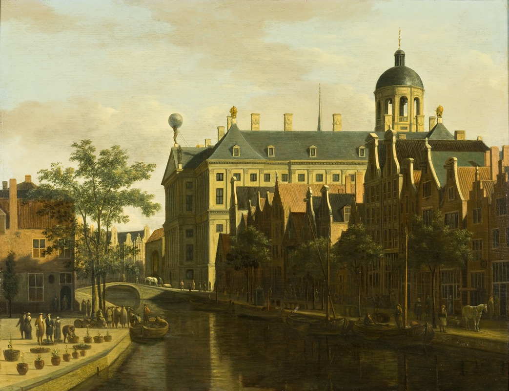 Gerrit Adriaensz. Berckheyde - The Nieuwezijds Voorburgwal with the Flower and Tree Market in Amsterdam
