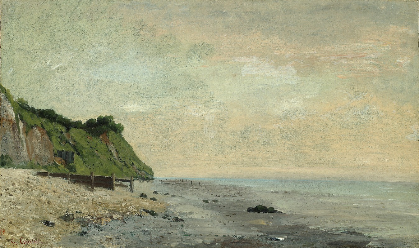 Gustave Courbet - Cliffs on the Sea Coast; Small Beach, Sunrise (Falaise au bord de la mer, vu Petite Plage, soleil levant)