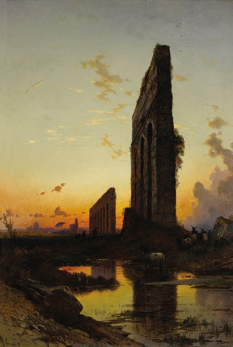 Hermann David Salomon Corrodi - Sunset by the Ruins
