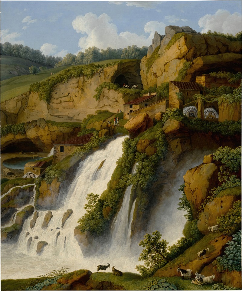 Jakob Philipp Hackert - View of the Waterfall at Anitrella with Goats grazing nearby