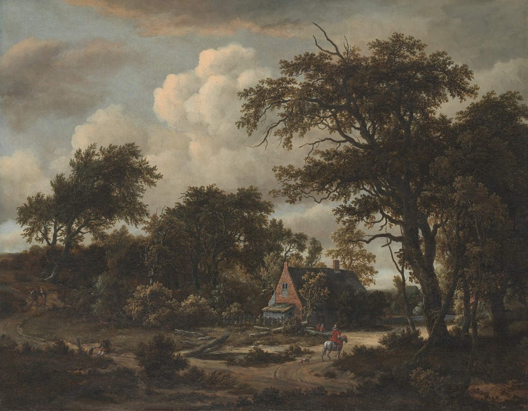 Meindert Hobbema - Wooded Landscape with Cottage and Horseman